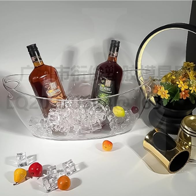 Ice Buckets for Parties, 5.5 Liter Large Clear Acrylic Food Grade Ice Bucket, Mimosa Bar Supplies Beverage Tub for Champagne Beer Sparkling Wine Cocktails, 16.9, Transparent, OUKEYI-100894