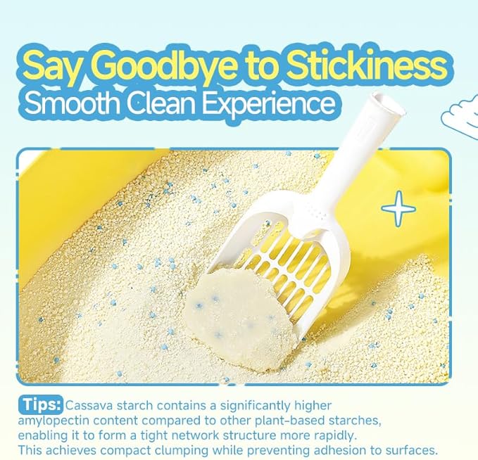 Cassava Clumping Cat Litter, Non Sticking, Rapid Clumping, Water Absorbent, Dust-Free, 5.5lb (2 Pack of 2.75lb Bags)