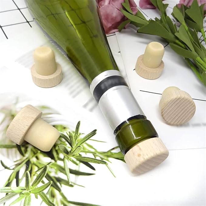 8-Piece Wine Bottle Stopper T-Shaped Bottle Stopper, Reusable Wine Bottle Stopper, Wooden And Rubber Bottle Stopper, Sealing Stopper, Beer Bottle Stopper Process, 1.2*0.86 inch