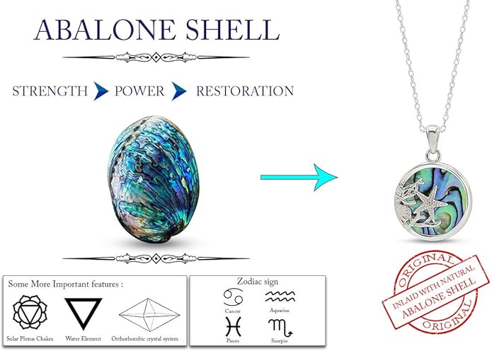 AFFY Abalone Shell Animal (Starfish, Dolphin, Seahorse, Frog, Dragonfly, Whale Tail, Turtle) 14K White Gold Over Sterling Silver Pendant Necklace Jewelry Gift For Her