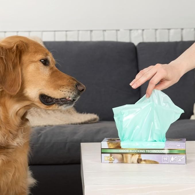 BOS Odor-Sealing Dog Poop Bags for Pet Waste - Disposal Doggy Bags - Scent & Smell Free (90Bags) [Size: M, Color: Light Mint Green] (Pack of 2)