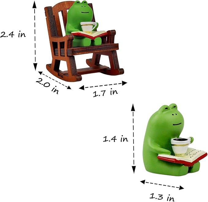 Miniature Frog Figurines - Funny Frog Sculpture for Shelf, Desk Decoration - Frog Desk Accessories - Perfect Cute Frog Gift for Frog Lovers（Rocking Chair）