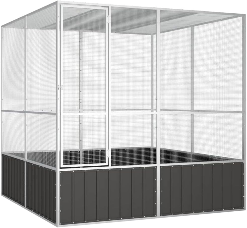 Steel Bird Cage, Large Flight King Bird Cage for Cockatiels African Grey Quaker Amazon Sun Parakeets Green Cheek Conures Pigeons Parrot Bird Cage Birdcage, Anthracite 84.1"x85.6"x83.3"