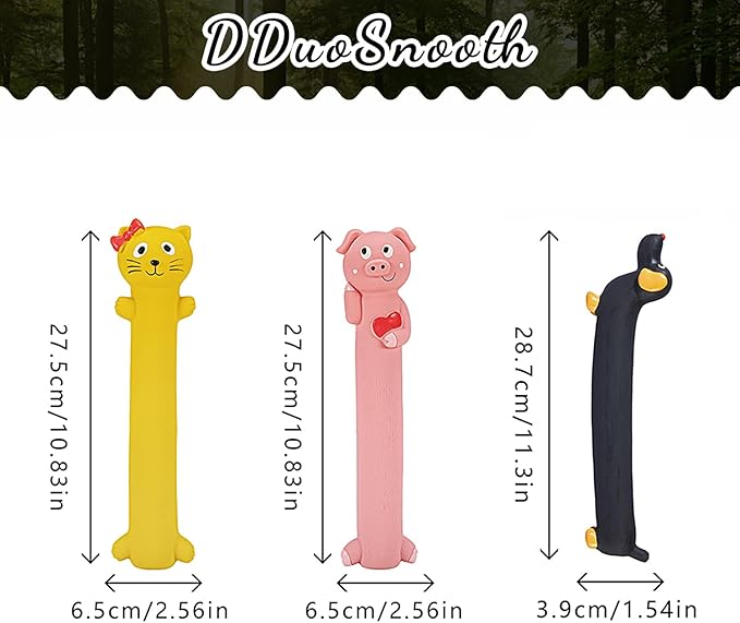 3 pcs 9-11 inch Original Squeaky Latex Dog Toy for Small Medium Large Breeds, Rubber Bite Force Pet Toys for Cat Puppy Animal(Yellow Pink Black), Safe Easy to Clean