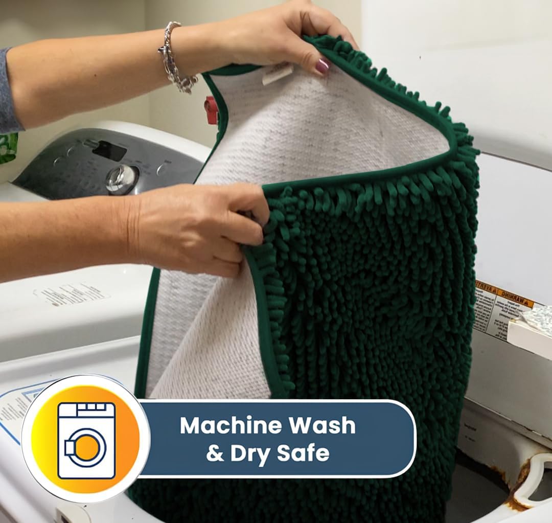 Muddy Mat® Shown on TV – Super Absorbent Door Mat Indoor, Microfiber Quick Dry Chenille Entryway Rug, Non-Slip Front Door Mat, Indoor Mats for Entryway, Machine Washable Pet Rug, Dark Green 24"x36"