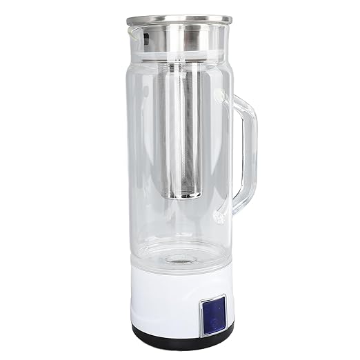 Hydrogen Water Bottle, 1000ml Hydrogen Water Bottle Generator with Quick Electrolysis, Tea Infuser, Touch Switch, High Borosilicate Glass, Handle, for Home