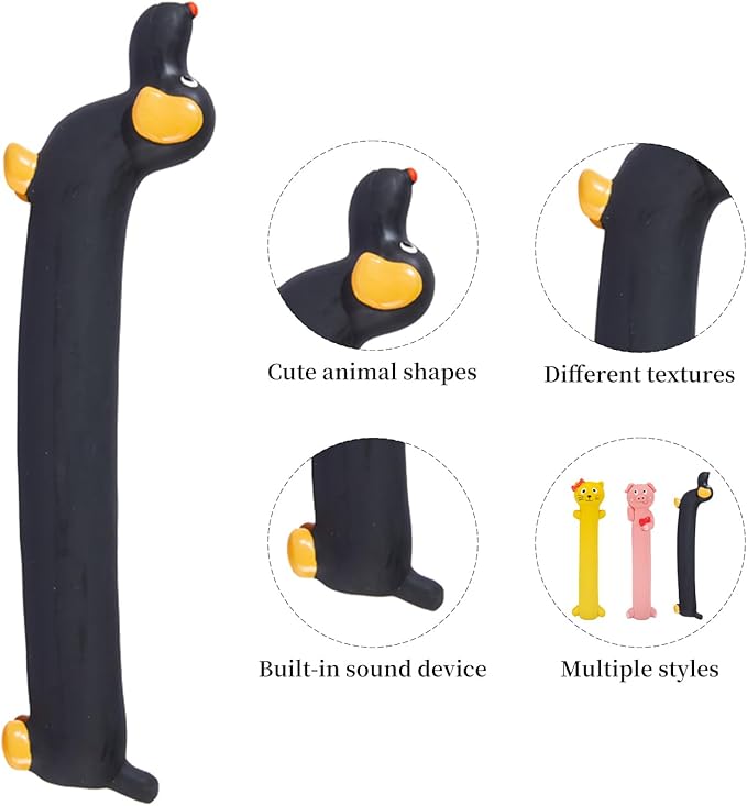 3 pcs 9-11 inch Original Squeaky Latex Dog Toy for Small Medium Large Breeds, Rubber Bite Force Pet Toys for Cat Puppy Animal(Yellow Pink Black), Safe Easy to Clean