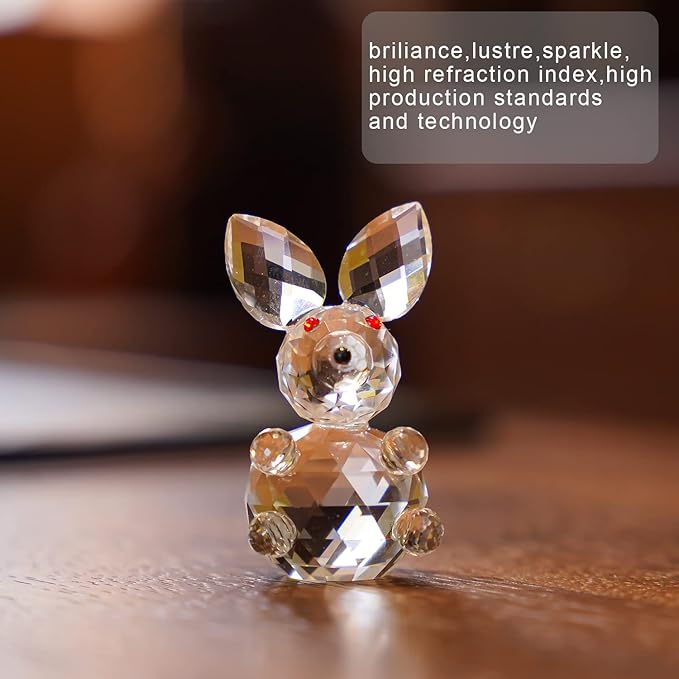 H&D HYALINE & DORA Crystal Bunny Animal Figurine,Collectibles Clear Crystal Art Rabbit Decor Statue,Glass Cute Rabbit Easter Decoration(Clear)