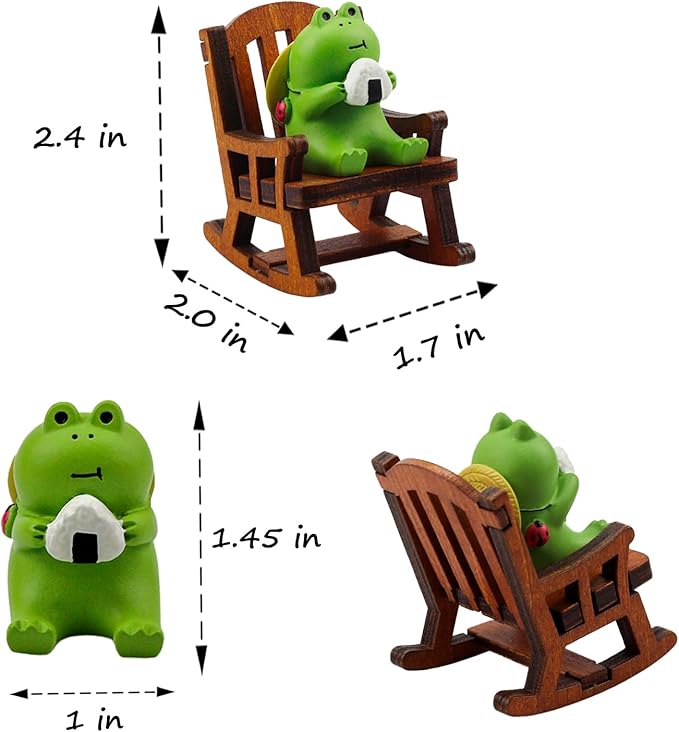 Miniature Frog Figurines Statue - Cute Frog Sculpture for Outdoor Fairy Garden and Desk Decorations - Adorable Frog Figurine Statue Decor for Plant Shelf Desk Office Bedroom(Chair)