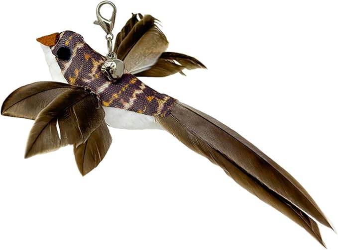 Interactive Bird Simulation Cat Toy Set, Interactive Cat Toys for Indoor Cats, Cat Feather Toy, Self-Holding Suction Base, 5 Replacement Birds, Feathers & Bells (5 Replacement Birds)