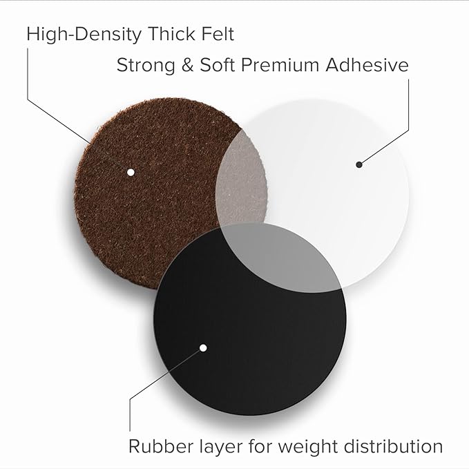 24 Heavy-Duty Felt Furniture Pads 1.5” 1/4” Thick X-Protector! Round Felt Pads for Furniture Feet - The Best Felt Floor Protectors for Furniture to Prevent Scratches. Protect Your Hard Floor! (Brown)