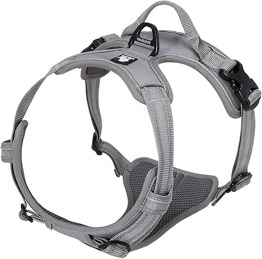 TRUE LOVE Adjustable No-Pull Dog Harness Reflective Pup Vest Harnesses Comfortable Control Brilliant Colors Truelove TLH5651(Gray,XL)