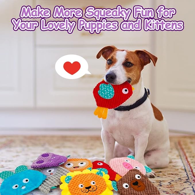 AWOOF No Stuffing Dog Toys - 8 Pack Squeaky and Crinkle Plush Toys for Small Medium Dogs, Durable for Aggressive Chewers, Cute Puppy Textured Animals