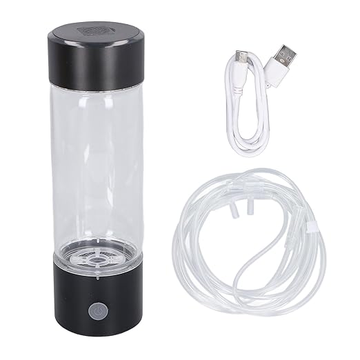 Hydrogen Water Generator, 410ml Rechargeable Portable Hydrogen Rich Water Bottle, Hydrogen Ions Maker Machine 1200‑1400ppb with Nasal Hose, Reducing Oxidative Stress