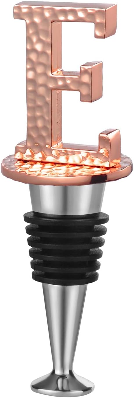 Miicol Wine Stopper, Prosecco Stopper, Wine Bottle Stopper, Personalised Champagne Stopper, Rose Gold Wine Accessories, Wine Lovers Gift, Monogram Gift, Letter E