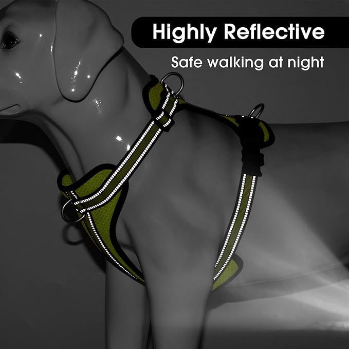 Wisedog Ajustable Mesh Breathable Dog Harness - Reflective Webbing, Lightweight No Pull Harness with 3 Fast-Release Buckles for Dogs Walking, Running and Outdoor Adventures, Yellow S