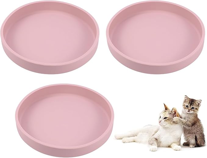 Silicone Dog Bowl Shallow Cat Food Bowls, 6 Inch Wide Cat Bowls Whisker Friendly, No Spill Less Mess Dog Plates for Dry and Wet Food, Set of 3 Puppy Bowls for Small Dogs and Cats