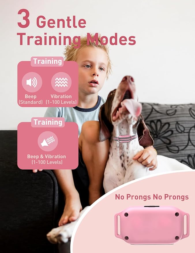 No Shock Dog Training Collar, Beep and Vibrating Dog Collar with Remote 2800Ft, Vibration Collar for Small Medium Large Dogs - No Prongs