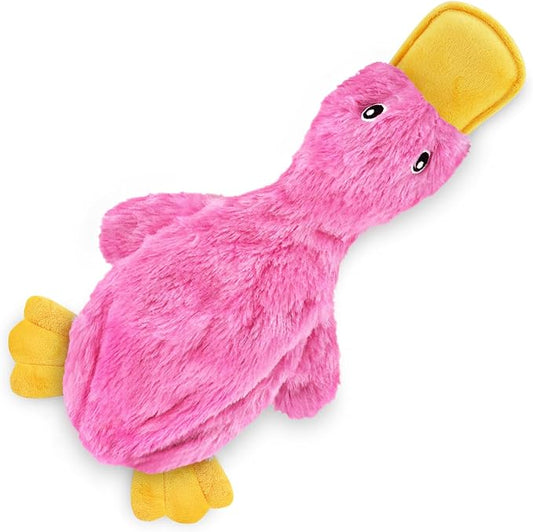 Best Pet Supplies Interactive Squeaky Dog Chew Toy, Ideal Dog Toys for Chewers, Small, Medium & Large Dogs, and Fetch Lovers - Crinkle Duck (Light Pink), Large