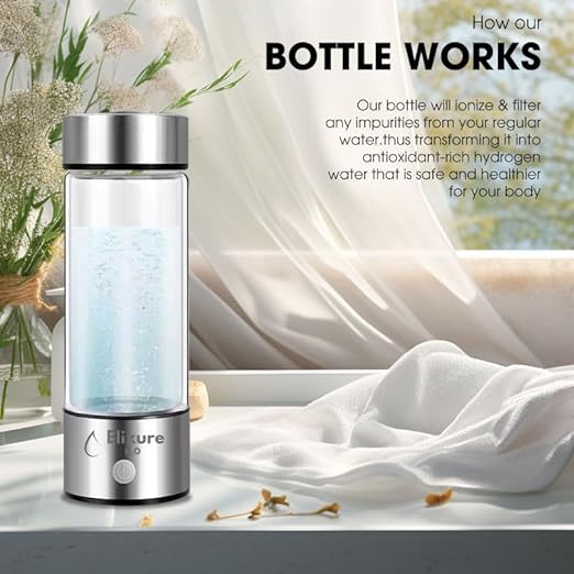 Hydrogen Water Bottle Generator with Advanced 2024 SPE PEM Technology – Portable Device for Ionized, Alkaline, and Oxygenated Water; Enhances Water in 3 Minutes for Office, Travel, and Daily Hydration