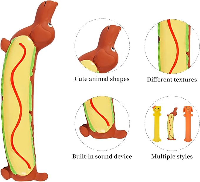 3 Pcs Original Squeaky Latex Dog Toy for Small Medium Large Breeds, Rubber Bite Force Pet Toys for Cat Puppy Animal, Safe and Easy to Clean 9-11 inch
