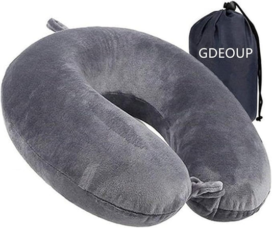 Travel Pillow Memory Foam Neck Pillow Support Pillow,Luxury Compact & Lightweight Quick Pack for Camping,Sleeping Rest Cushion (Grey)