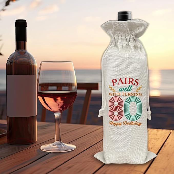80th Birthday Gifts Wine Bag Congratulations Gifts for Women Men Parents Mom Dad Anniversary 1944 Birthday Wine Gift Bag