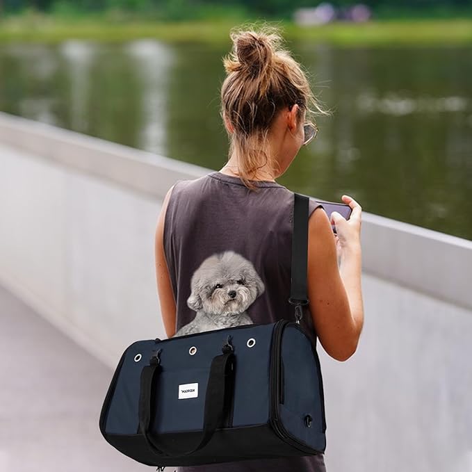 Pet Carrier Bag, Foldable Cat Bag Airline Approved, Soft-Sided Cat Travel Bag, Washable Dog Carrier Privacy Protection for Home Outdoor Travel(S, Blue)