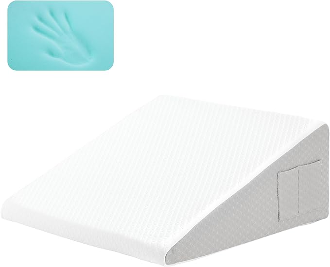 Bed Wedge Pillow for Sleeping, 10" Wedge Pillows for After Surgery, Soft Memory Foam Top, Triangle Pillow Wedge, Body Positioners for Leg Elevation, Acid Reflux, Gerd, Snoring Relief, White