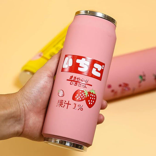 Kawaii Water Bottles Stainless Steel Water Bottle Kawaii Water Bottle with Straw Japanese Water Bottle Insulated (500ml/16.14oz，Pink)