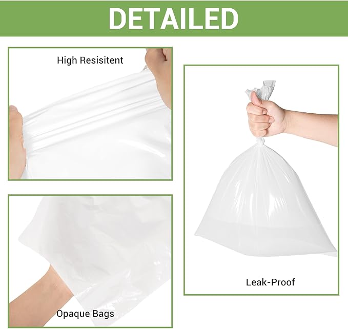 Odor-Sealing Dog Poop Bags, M/220-Count Leakproof & Durable Dog Waste Bags, Block Smells, Unscented (Color:White)