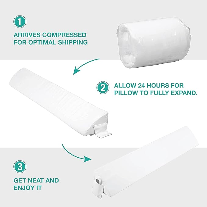 Vekkia Cal King Bed Wedge Pillow for Headboard/Wedge Pillow Headboard/Bed Gap Filler/Headboard Pillow,Pillow Wedge for Headboard Gap Between Mattress and Headboard,Stop Loosing Your Pillows(White)