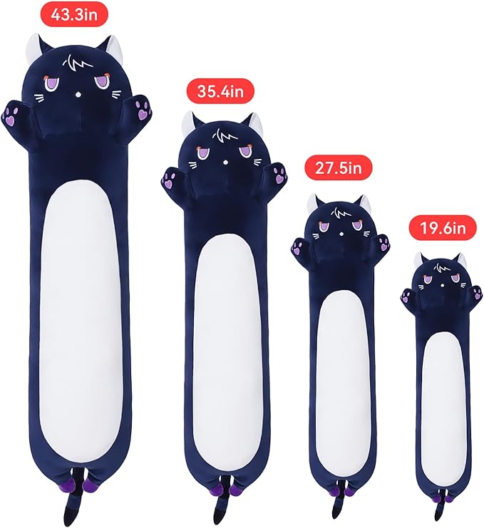 Long Cat Plush Body Pillow, Soft Cat Plush Toy Pillows for Kids, Stuffed Animals Cat Plushies Gifts for Girls Girlfriend(DevilCAT with Claws, 35.4in/90cm)