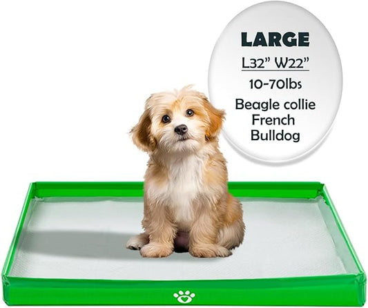 MEEXPAWS Dog Pee Pad Holder Foldable, Puppy Pad Holder Liner Base High Side, Dog Litter Box Indoor 33’’x22’’, Training Pad Holder Leak-Proof Easy Clean