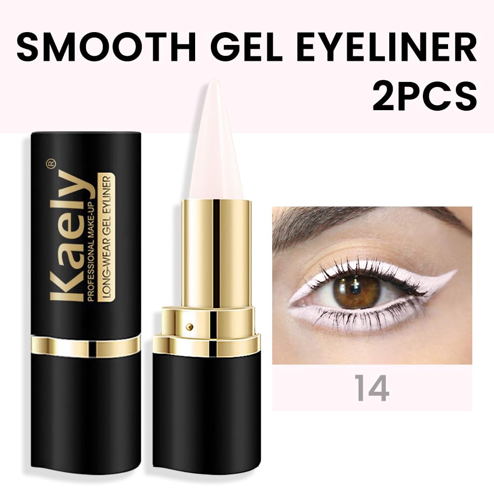 evpct 2Pcs Pastel Pink Gel Eyeliner Pencil Waterproof for Women Eye Face Paint, Pink Matte Cream Eyeliner Stick Crayon, Cat Eye Liners Eyeshadow Makeup Smooth Glide delineador de ojos contra el agua