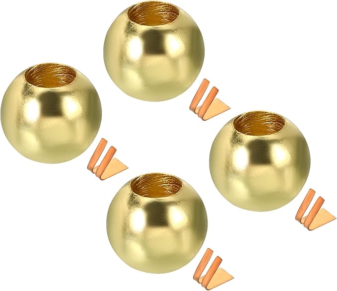 MECCANIXITY Pull Cord Tassels Window Blind Extender Chain Drop Knobs Ball Pull Ends Gold Tone, for Curtain Blinds Shades Light Ceiling Fan Pull Switch, Pack of 4