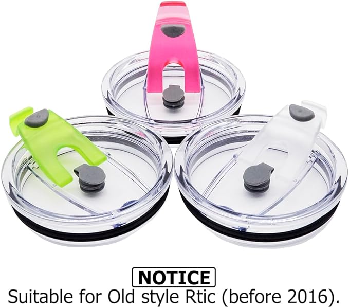 3 Packs Lids for 30oz Tumblers, Spill-proof Splash Resistant Straw-friendly Cover for Old Style Rtic, Ozark Trail 30 oz. Cups - Green, Rose Red, Gray