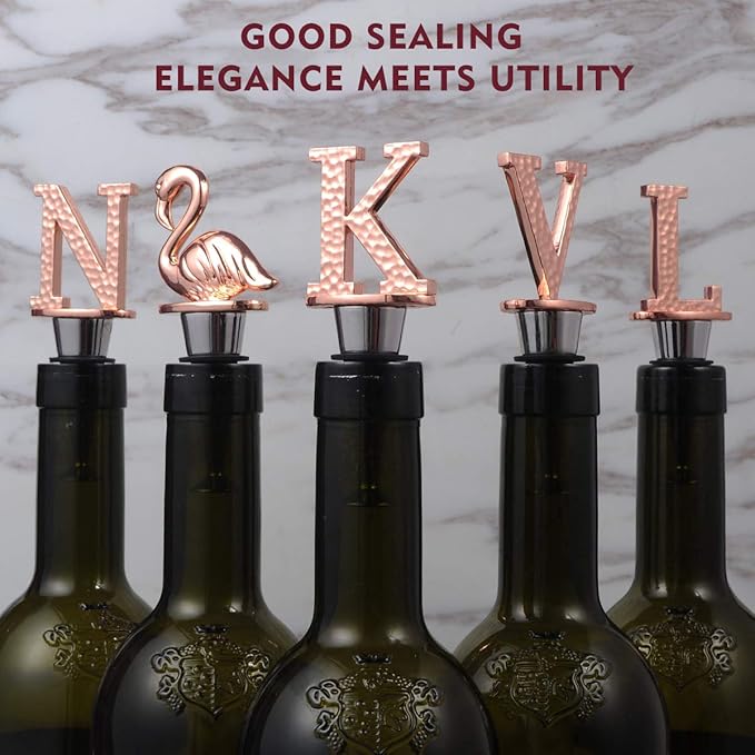 Miicol Wine Stopper, Prosecco Stopper, Wine Bottle Stopper, Personalised Champagne Stopper, Rose Gold Wine Accessories, Wine Lovers Gift, Monogram Gift, Letter K