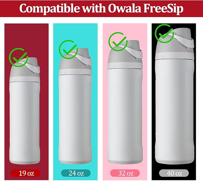 4Pcs Replacement Stopper for Owala Free Sip 24oz 32oz, Water Bottle Cap Mouth Seal Gaskets, Silicone Owala Replacement Lid Stopper, Owala Water Bottle 19oz 40oz Accessories,Burgundy
