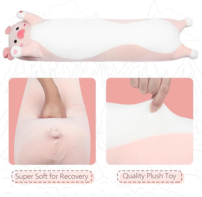 Long Pig Plush Pillow,35.5" Large Pig Stuffed Animal,Weighted Pig Plush,Cuddly Sleeping Hugging Pillows, Soft Giant Body Pillow,Beloved Pig Plush Toy Gift at Birthday