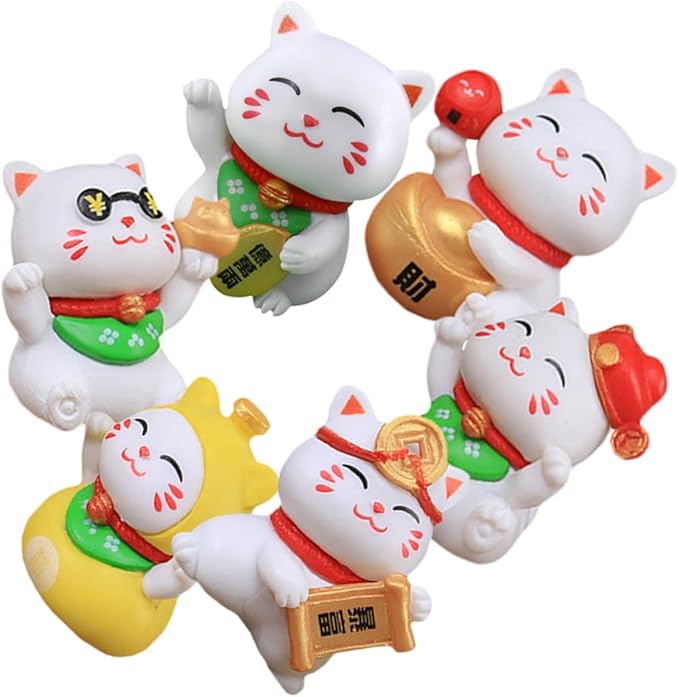 Yardwe 3sets Adorable Cat Figurines Kawaii Miniature Cat Statue Resin Craft for Home Outdoor Decor 6pcs*3
