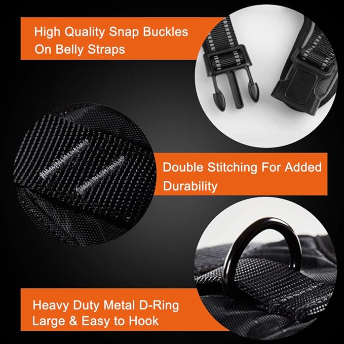 PHOEPET No Pull Dog Harness Medium Reflective Front Clip Vest with Handle,Adjustable 2 Metal Rings 2 Buckles(XL, Grey)