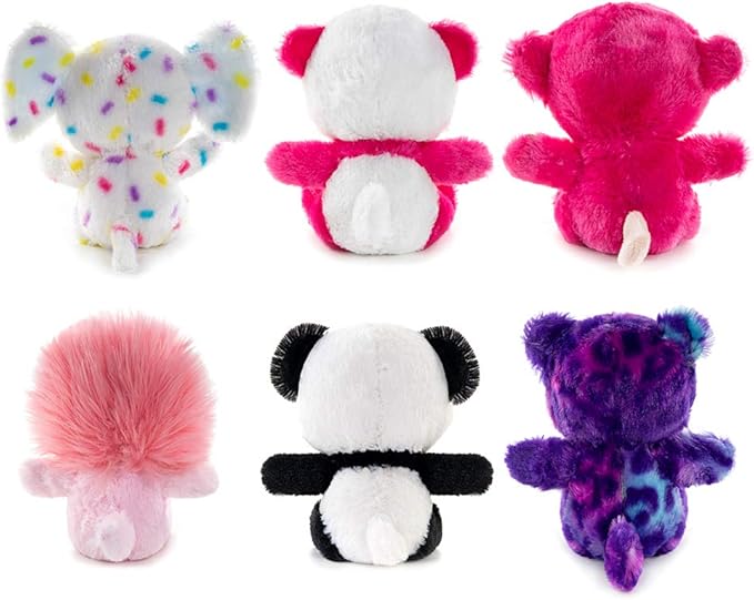 My OLi 5" Plush Toys Set Stuffed Animals Bundle of Zoo Animal Toys Lion/Monkey/Elephant/Pink Bear/Purple Bear/Panda Stuffed Animals Pack of 6 for Babies Kids Girls Boys
