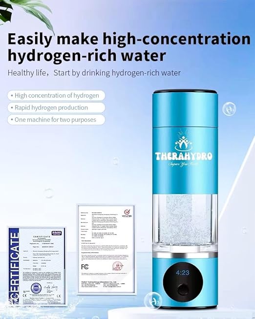 ; Hydrogen Water Bottle ; Generates Real 6000ppb+ Pure Hydrogen Water Concentration - Hydrogen Water Bottle Generator; Food Grade Material - Hydrogen Water Machine ; SPE/PEM THECH