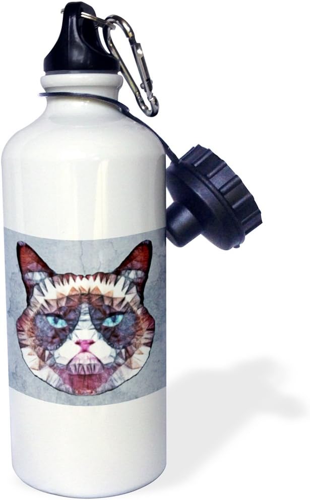 3dRose Abstract Cat Sports Water Bottle, 21 oz, Multicolor