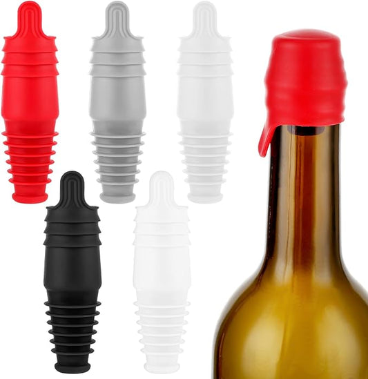 5 Pcs Multi-Layer Wine Bottle Corks, Silicone Wine Stopper Sealer Stopper for Keeping Wine Fresh, Reusable Sealing Bottle Stoppers for Glass Bottles Beer Champagne Wine Saver
