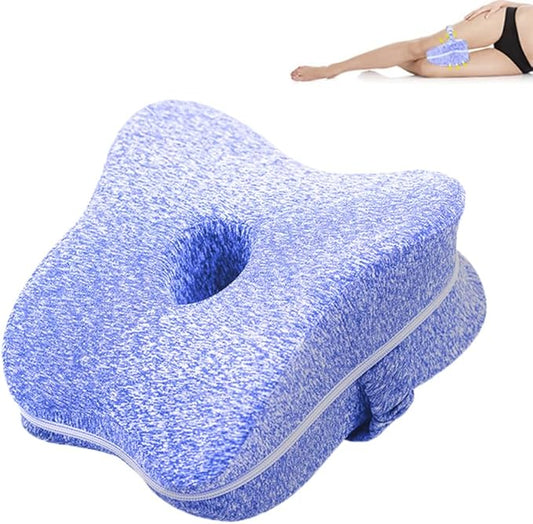 Knee & Leg Pillows | Memory Foam Support Pillow | Leg Pillows for Sleeping,Leg Pain, Knees Pain, Joints Pain & Pregnancy Bed Leg Cushion for Side Sleepers (Blue)
