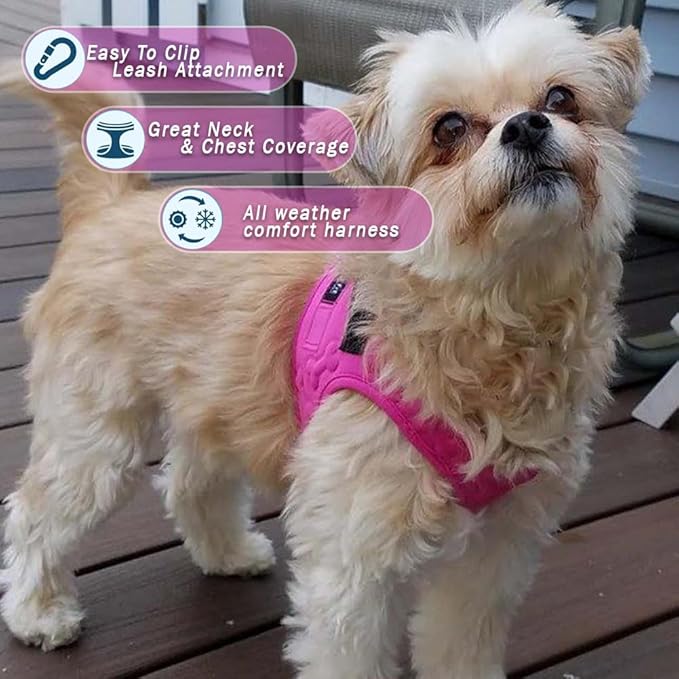 Comfort fit All Weather Step-in Dog Harness - Adjustable Small Dog Harness Medium Sized Dogs - Soft Padded Easy Walk Dog Vest Harnesses