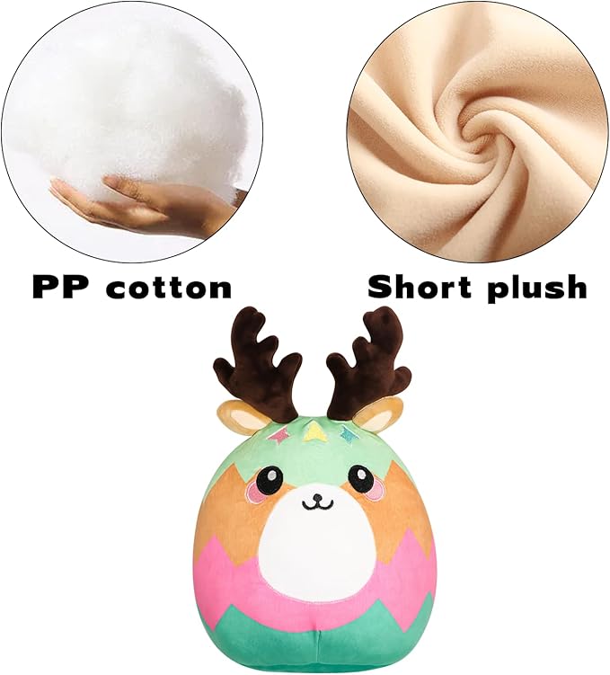 Christmas Reindeer Plush 12" Christmas Stuffed Animal Doll - Cute Soft Decompress Animals Plush Toys Great Gifts for Kids,Holiday Party Exchange or Soft Festive Fall Winter House Decor