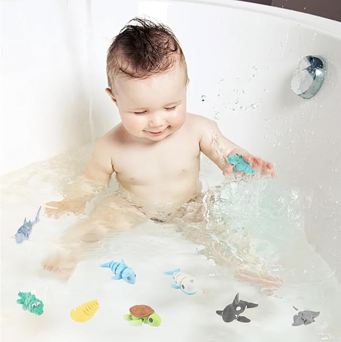 22PCS 3D Printed Sea Animals Toys, 3D Printed Mini Ocean Animals Articulating Flexible Fidget Toys, Cute Animal Figurines Toys Birthday Office Desktop Home Decoration